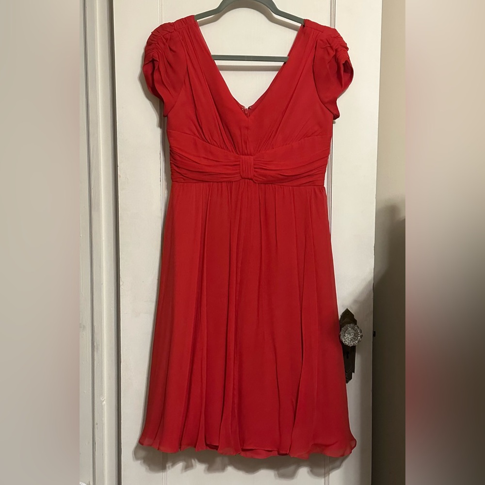 Suzy Chin Red Silk Chiffon Dress